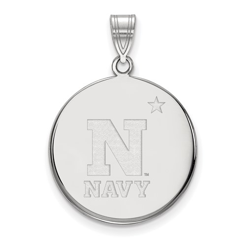 Sterling Silver Rhodium-plated LogoArt US Naval Academy Large Disc Pendant