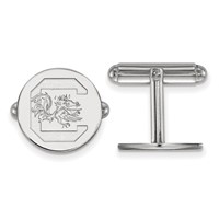Sterling Silver Rhodium-plated LogoArt University of South Carolina Cuff Links view 1