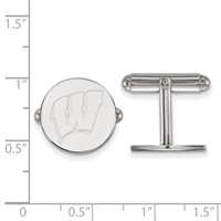 Sterling Silver Rhodium-plated LogoArt University of Wisconsin Letter W Cuff Links view 2
