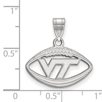 Sterling Silver Rhodium-plated LogoArt Virginia Tech V-t Football Pendant view 2