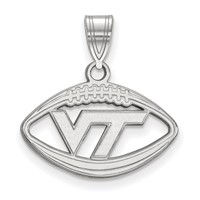 Sterling Silver Rhodium-plated LogoArt Virginia Tech V-t Football Pendant view 1