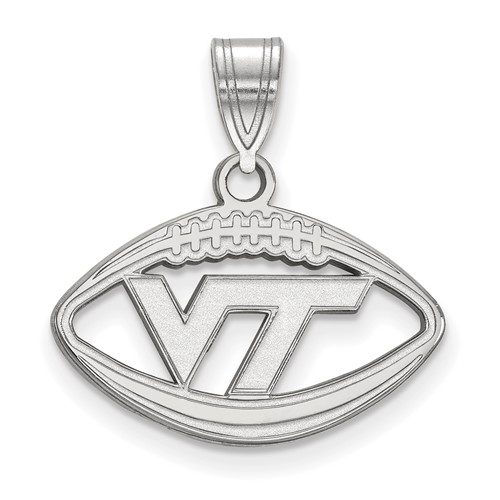 Sterling Silver Rhodium-plated LogoArt Virginia Tech V-t Football Pendant