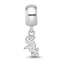 Sterling Silver Rhodium Plated Major League Baseball LogoArt Chicago White Sox Dangle Bead view 3