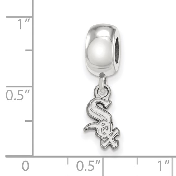 Sterling Silver Rhodium Plated Major League Baseball LogoArt Chicago White Sox Dangle Bead
