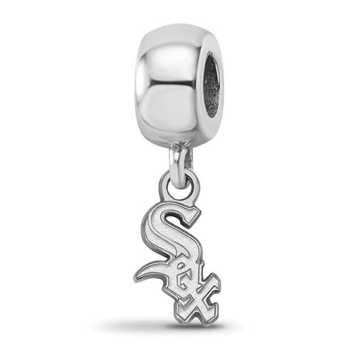 Sterling Silver Rhodium Plated Major League Baseball LogoArt Chicago White Sox Dangle Bead