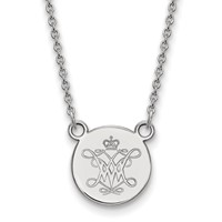 Sterling Silver Rhodium-plated LogoArt College of William and Mary Small Disc Pendant Necklace, 18" view 1