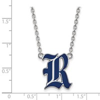 Sterling Silver Rhodium-plated LogoArt Rice University Letter R Large Enameled Pendant Necklace, 18" view 2