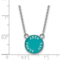 Sterling Silver Rhodium-plated LogoArt Zeta Tau Alpha Sorority Text Small Color Enamel Pendant Necklace, 18" view 2