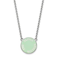 Sterling Silver Rhodium-plated LogoArt Alpha Epsilon Phi Sorority Text Small Color Enamel Pendant Necklace - 18in view 1