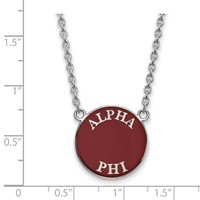 Sterling Silver Rhodium-plated LogoArt Alpha Phi Sorority Text Large Color Enamel Pendant Necklace, 18" view 2