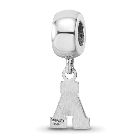 Sterling Silver Rhodium-plated LogoArt Appalachian State University Extra Small Dangle Bead Charm