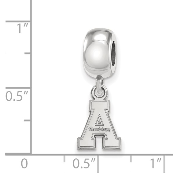 Sterling Silver Rhodium-plated LogoArt Appalachian State University Extra Small Dangle Bead Charm