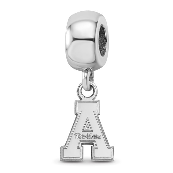 Sterling Silver Rhodium-plated LogoArt Appalachian State University Extra Small Dangle Bead Charm