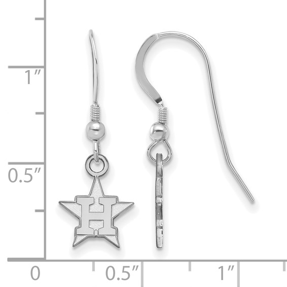 Sterling Silver Rhodium Plated Major League Baseball LogoArt Houston Astros Dangle Earrings