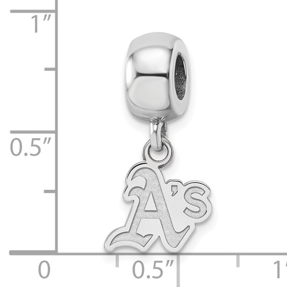 Sterling Silver Rhodium Plated Major League Baseball LogoArt Oakland Athletics Dangle Bead