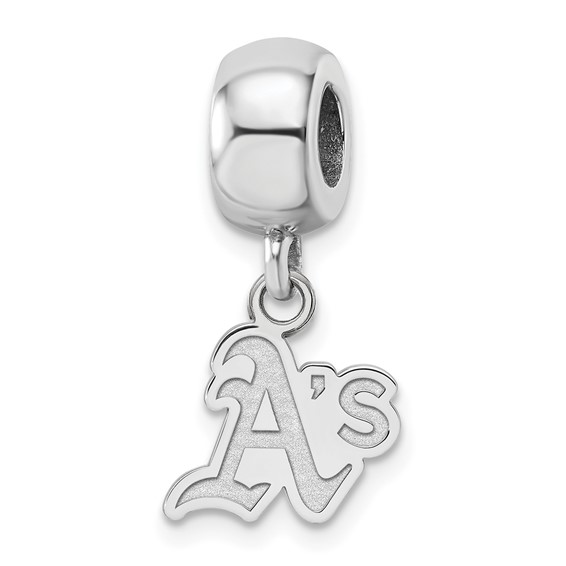 Sterling Silver Rhodium Plated Major League Baseball LogoArt Oakland Athletics Dangle Bead