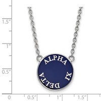 Sterling Silver Rhodium-plated LogoArt Alpha Xi Delta Sorority Text Large Color Enamel Pendant Necklace, 18" view 2