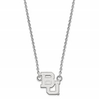 Sterling Silver Rhodium-plated LogoArt Baylor University Bears Small Pendant Necklace, 18" view 2