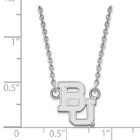 Sterling Silver Rhodium-plated LogoArt Baylor University Bears Small Pendant Necklace, 18" view 3