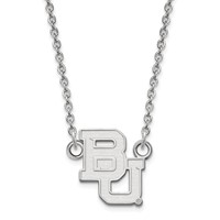 Sterling Silver Rhodium-plated LogoArt Baylor University Bears Small Pendant Necklace, 18" view 1