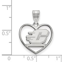 Sterling Silver Rhodium-plated LogoArt Central Michigan University Letter C Heart Pendant view 2