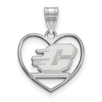Sterling Silver Rhodium-plated LogoArt Central Michigan University Letter C Heart Pendant view 1