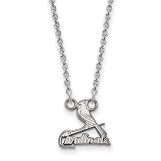 10k White Gold Major League Baseball LogoArt St. Louis Cardinals Small Pendant Necklace