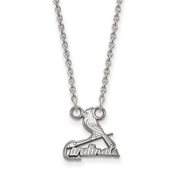 10k White Gold Major League Baseball LogoArt St. Louis Cardinals Small Pendant Necklace