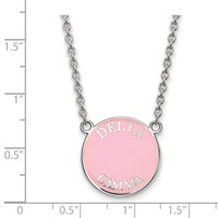Sterling Silver Rhodium-plated LogoArt Delta Gamma Sorority Text Large Color Enamel Pendant Necklace, 18" view 2
