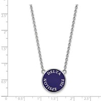Sterling Silver Rhodium-plated LogoArt Delta Phi Epsilon Sorority Text Large Color Enamel Pendant Necklace, 18" view 2