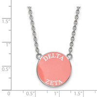 Sterling Silver Rhodium-plated LogoArt Delta Zeta Sorority Text Large Color Enamel Pendant Necklace, 18" view 2