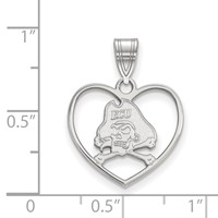 Sterling Silver Rhodium-plated LogoArt East Carolina University Pirate Heart Pendant view 2
