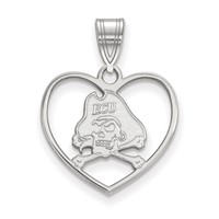 Sterling Silver Rhodium-plated LogoArt East Carolina University Pirate Heart Pendant view 1