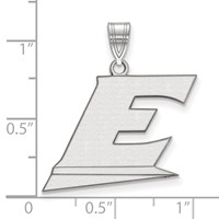 Sterling Silver Rhodium-plated LogoArt Eastern Kentucky University Letter E Large Pendant view 2