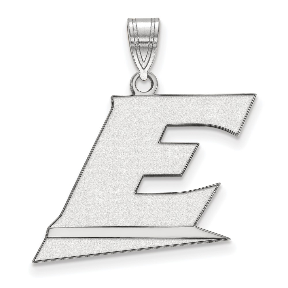 Sterling Silver Rhodium-plated LogoArt Eastern Kentucky University Letter E Large Pendant
