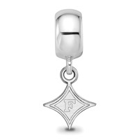 Sterling Silver Rhodium-plated LogoArt Furman University Extra Small Dangle Bead Charm view 3