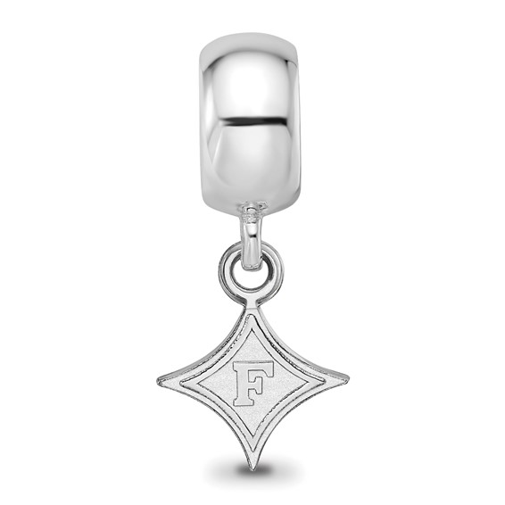 Sterling Silver Rhodium-plated LogoArt Furman University Extra Small Dangle Bead Charm