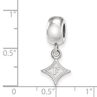 Sterling Silver Rhodium-plated LogoArt Furman University Extra Small Dangle Bead Charm view 4