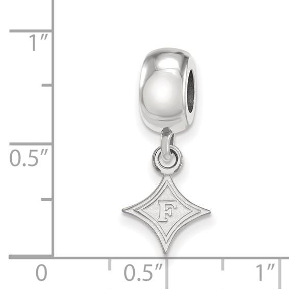Sterling Silver Rhodium-plated LogoArt Furman University Extra Small Dangle Bead Charm
