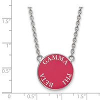 Sterling Silver Rhodium-plated LogoArt Gamma Phi Beta Sorority Text Large Color Enamel Pendant Necklace, 18" view 2