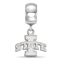 Sterling Silver Rhodium-plated LogoArt Iowa State University Extra Small Dangle Bead Charm view 2