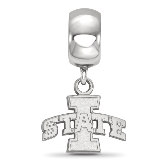 Sterling Silver Rhodium-plated LogoArt Iowa State University Extra Small Dangle Bead Charm