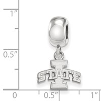 Sterling Silver Rhodium-plated LogoArt Iowa State University Extra Small Dangle Bead Charm view 3