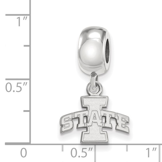 Sterling Silver Rhodium-plated LogoArt Iowa State University Extra Small Dangle Bead Charm