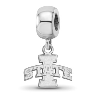 Sterling Silver Rhodium-plated LogoArt Iowa State University Extra Small Dangle Bead Charm