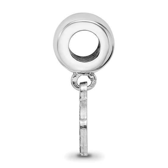 Sterling Silver Rhodium-plated LogoArt Jacksonville State U. Extra Small Dangle Bead Charm