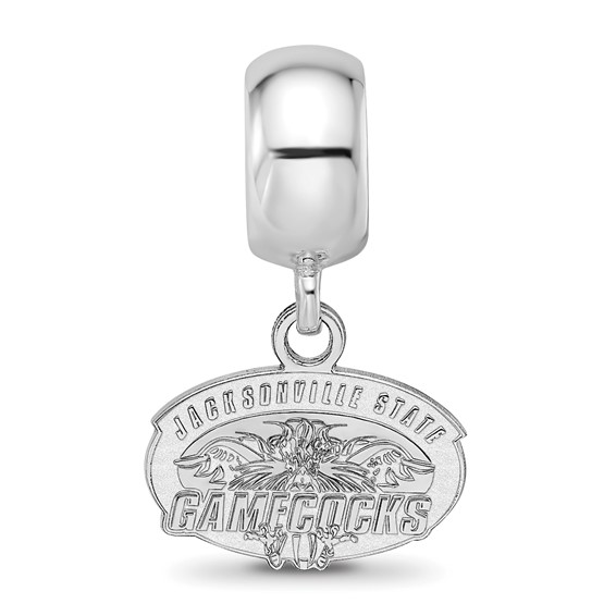Sterling Silver Rhodium-plated LogoArt Jacksonville State U. Extra Small Dangle Bead Charm
