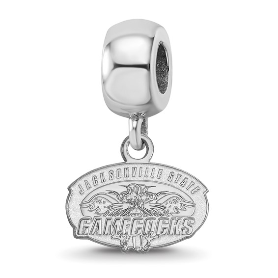 Sterling Silver Rhodium-plated LogoArt Jacksonville State U. Extra Small Dangle Bead Charm