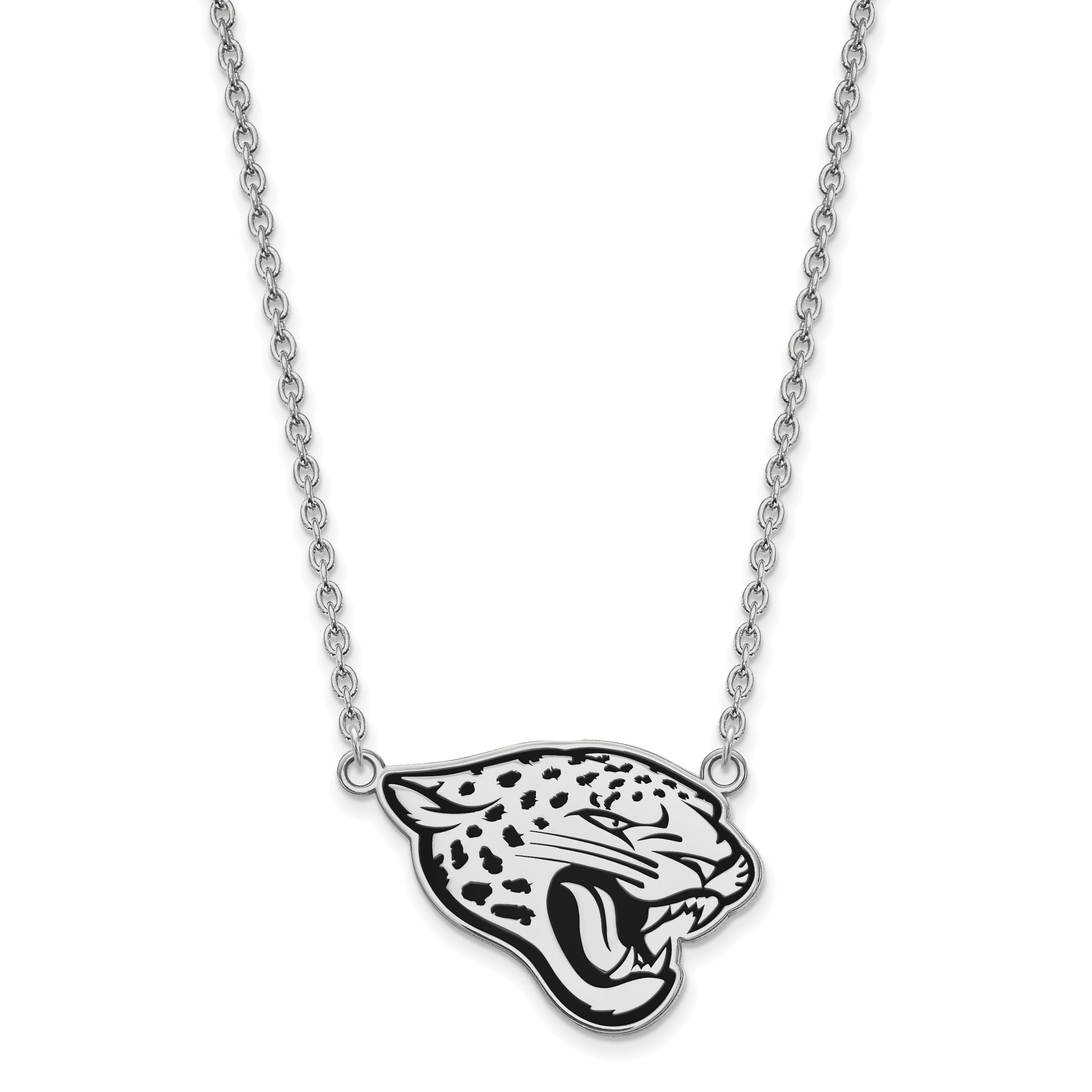 Sterling Silver Rhodium Plated Jacksonville Jaguars Small Pendant w//Necklace 18 in Length Sterling Silver