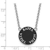 Sterling Silver Rhodium-plated LogoArt Kappa Alpha Theta Sorority Text Large Color Enamel Pendant Necklace, 18" view 2